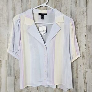 Forever 21 Rayon Short Sleeve Button Down Shirt Multicolored Size Small